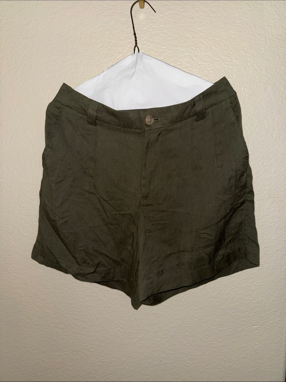 a new day Olive Utility Linen-Blend High-Rise Shorts